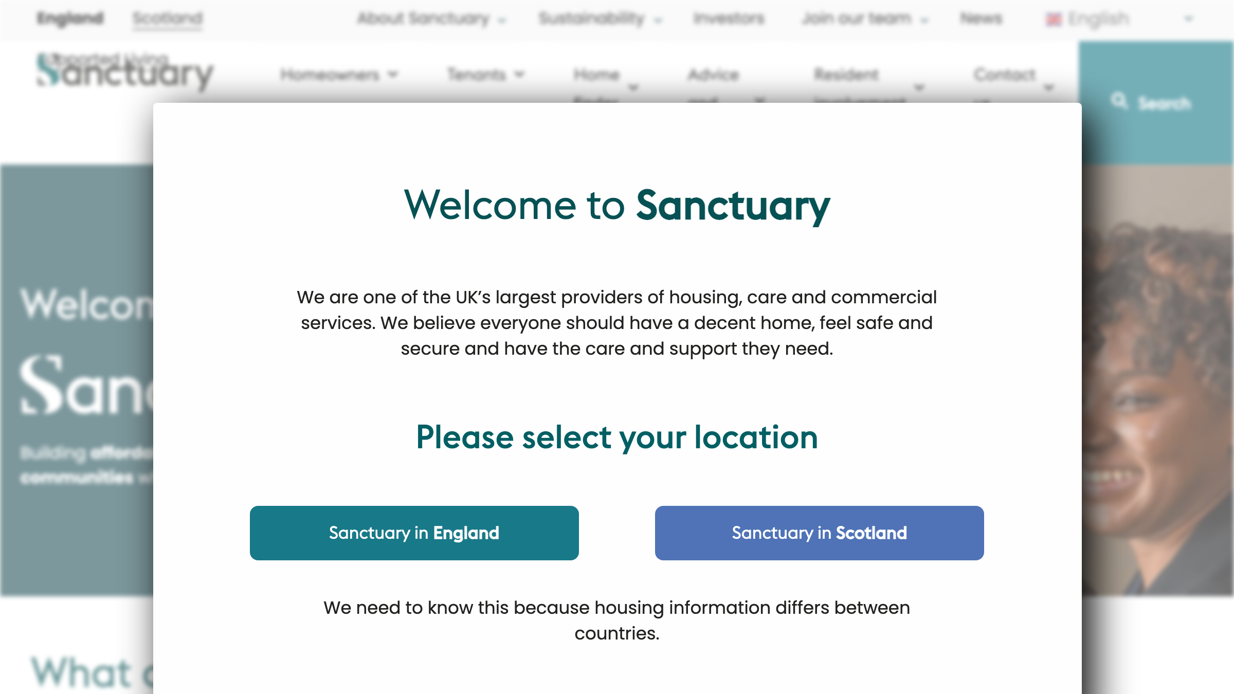 Sanctuary Housing page preview