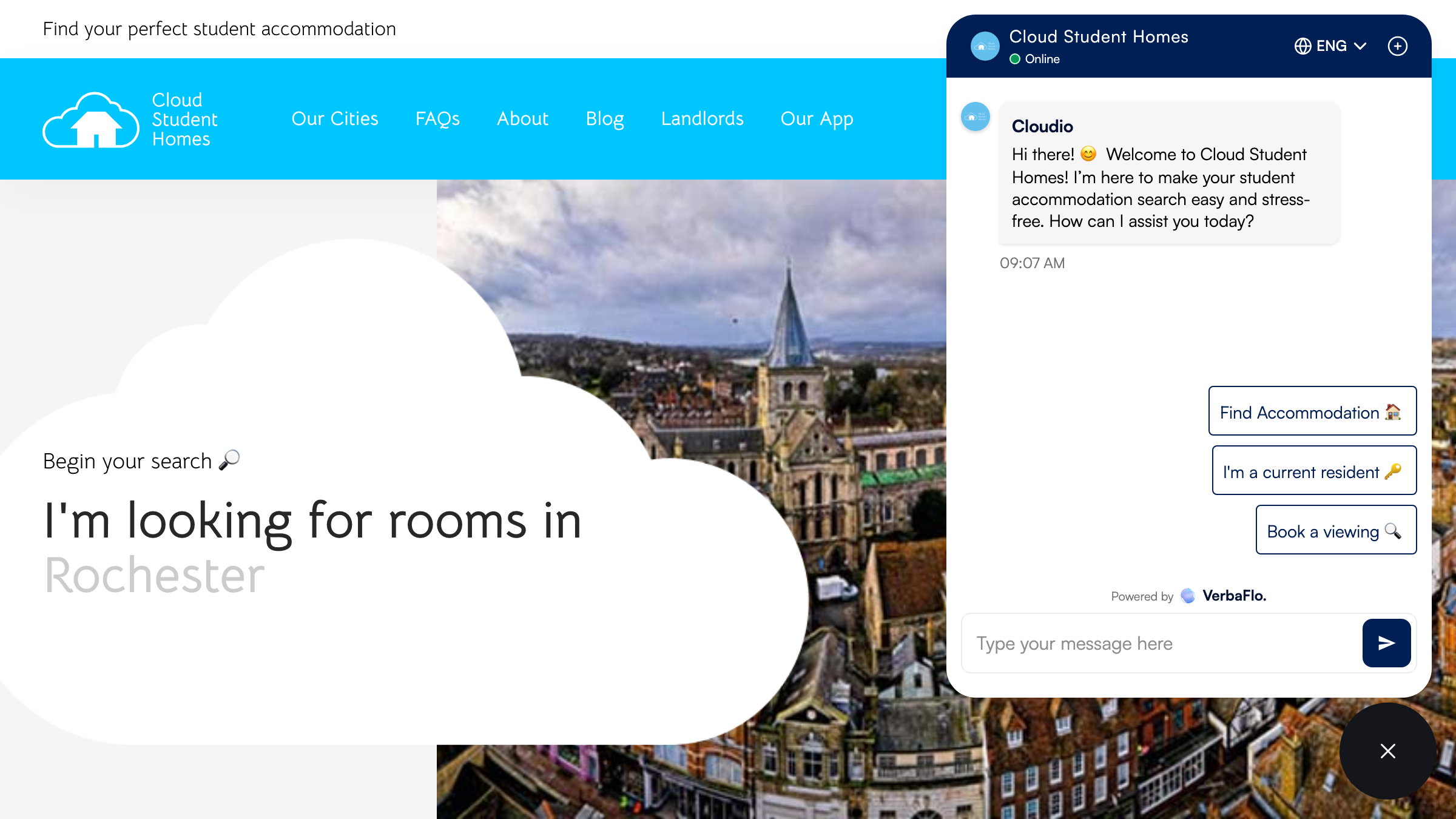 Cloud Student Homes page preview