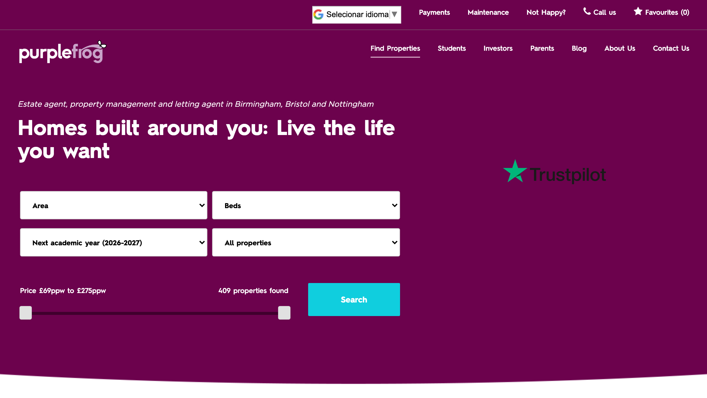 Purple Frog Property page preview