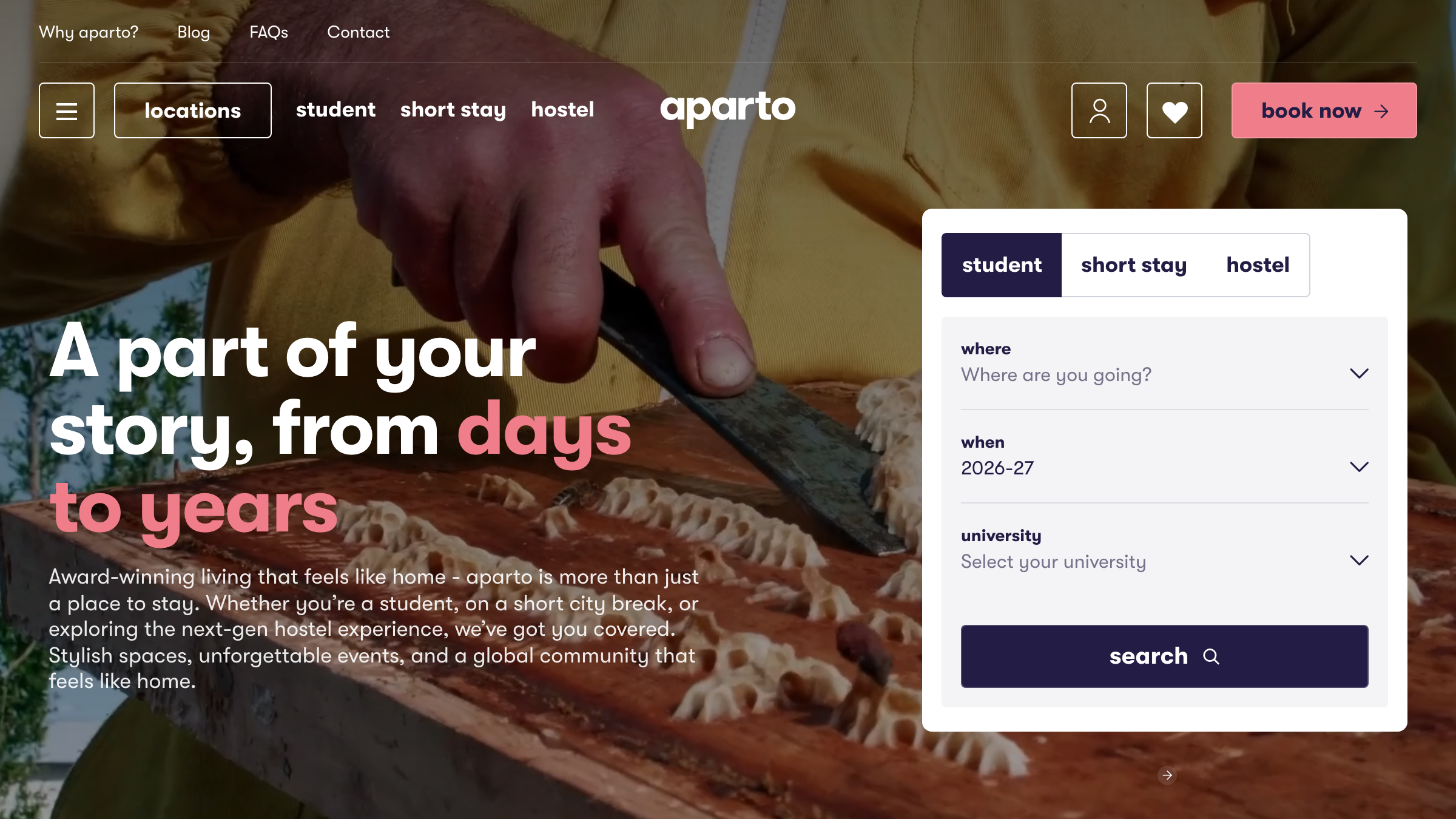 Aparto Student page preview