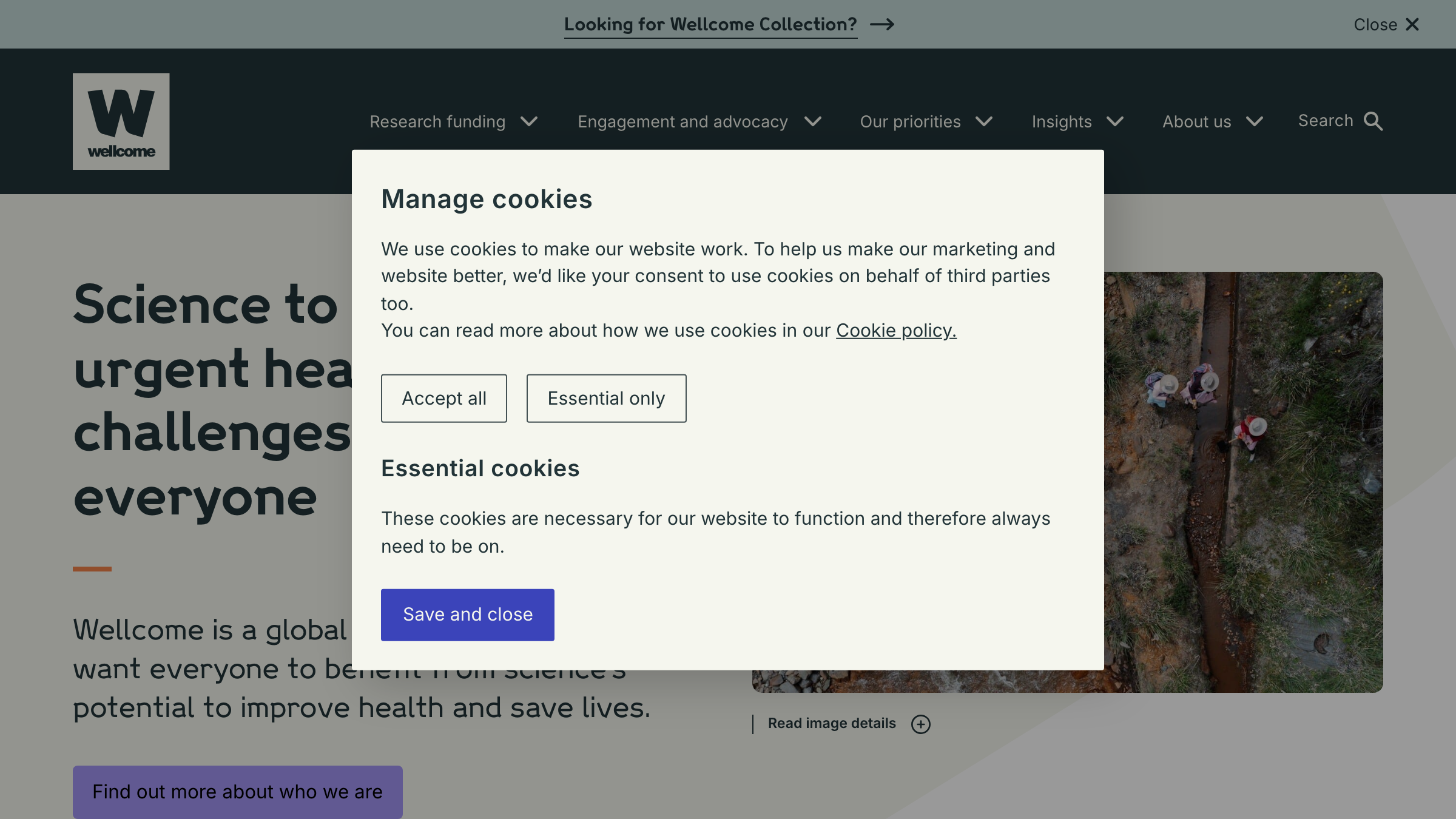 Wellcome Trust page preview