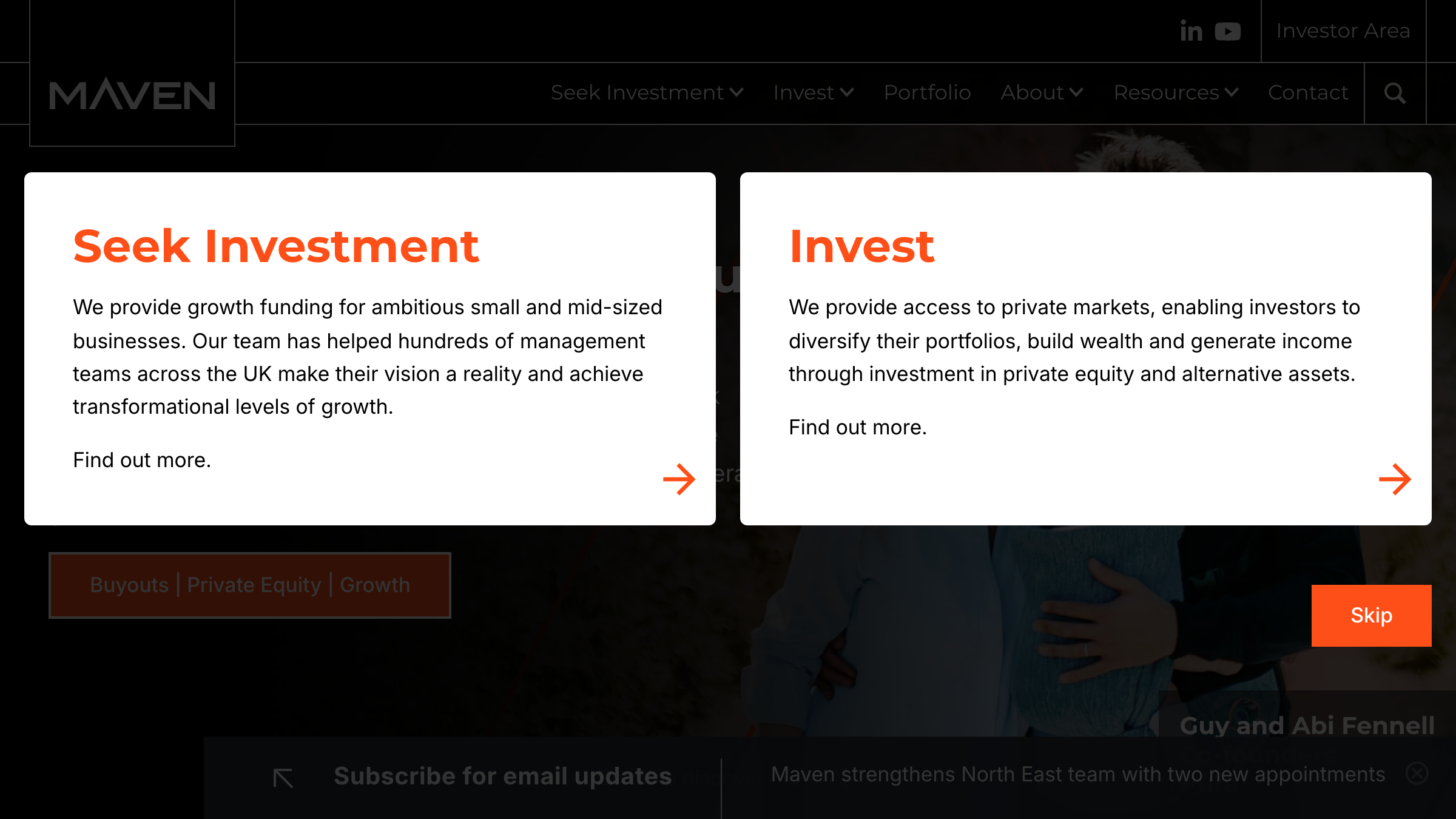 Maven Capital Partners page preview