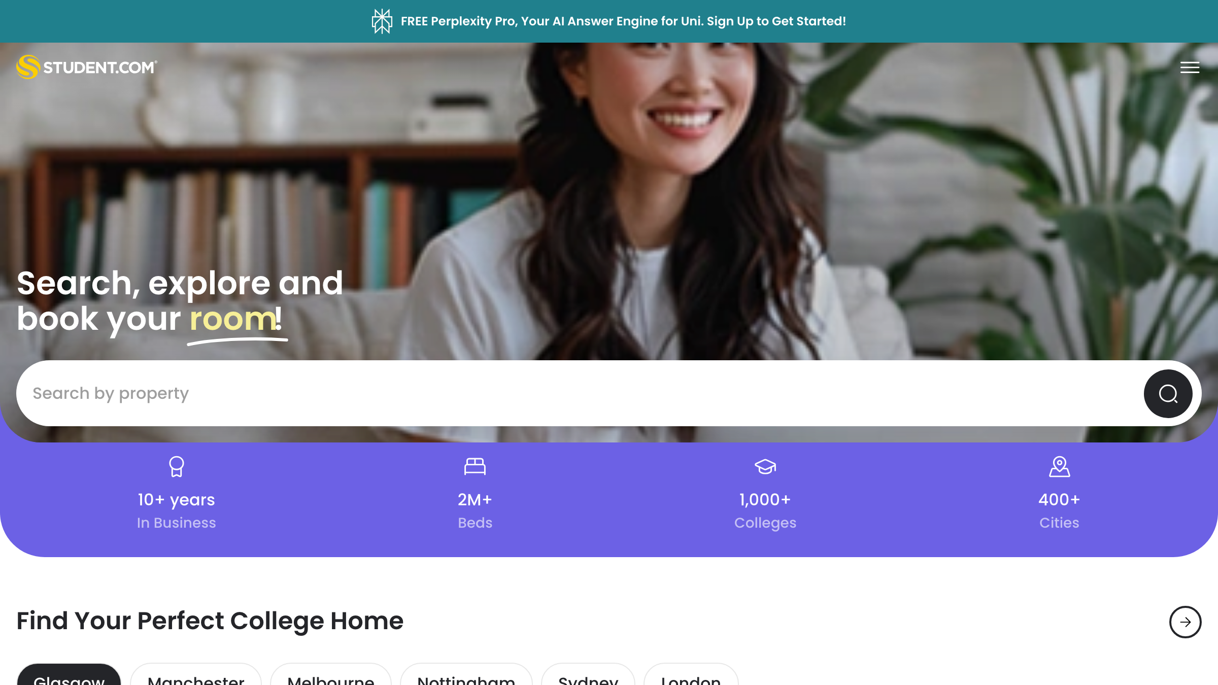 Student.com page preview