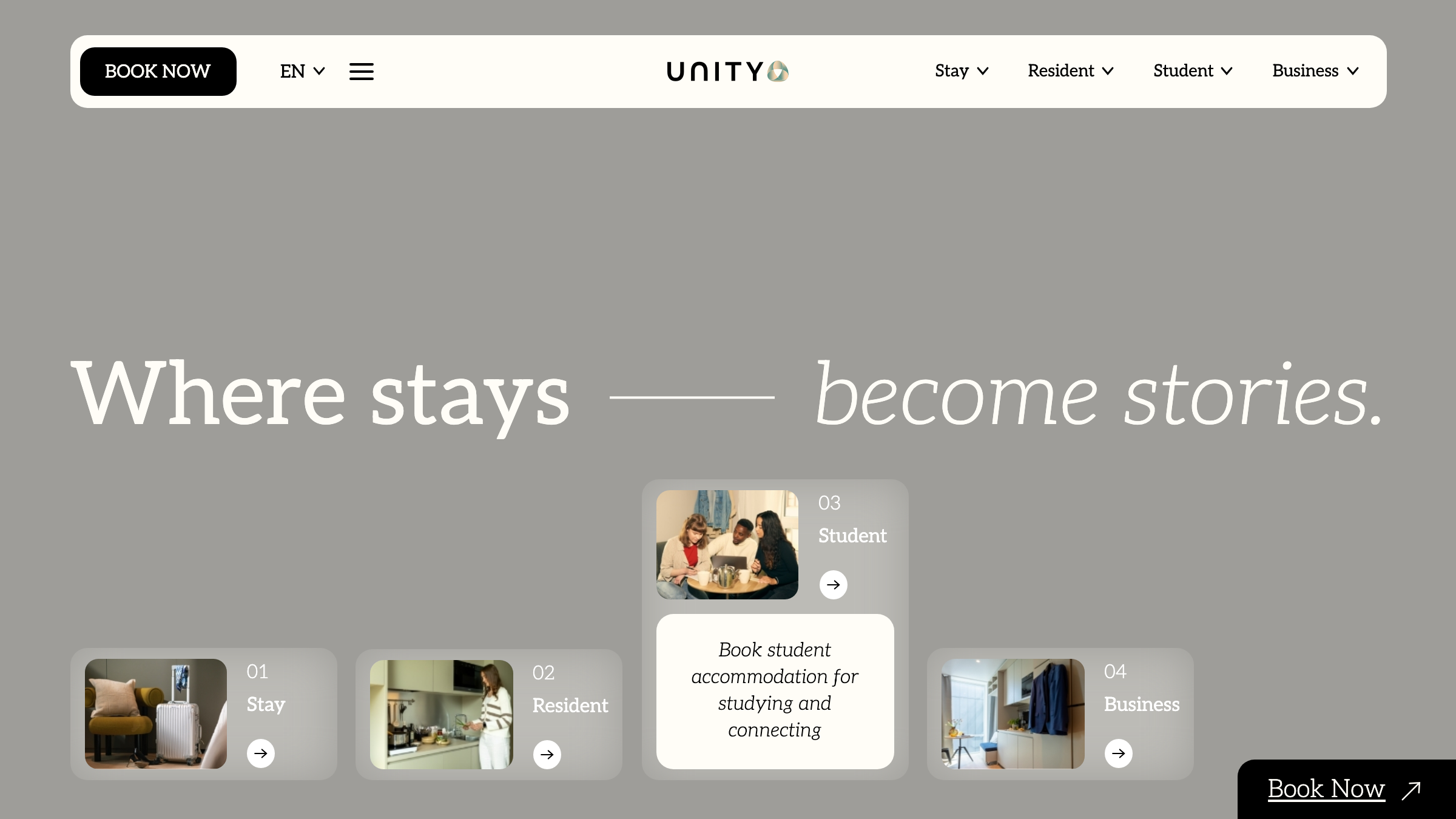 Unity Living page preview