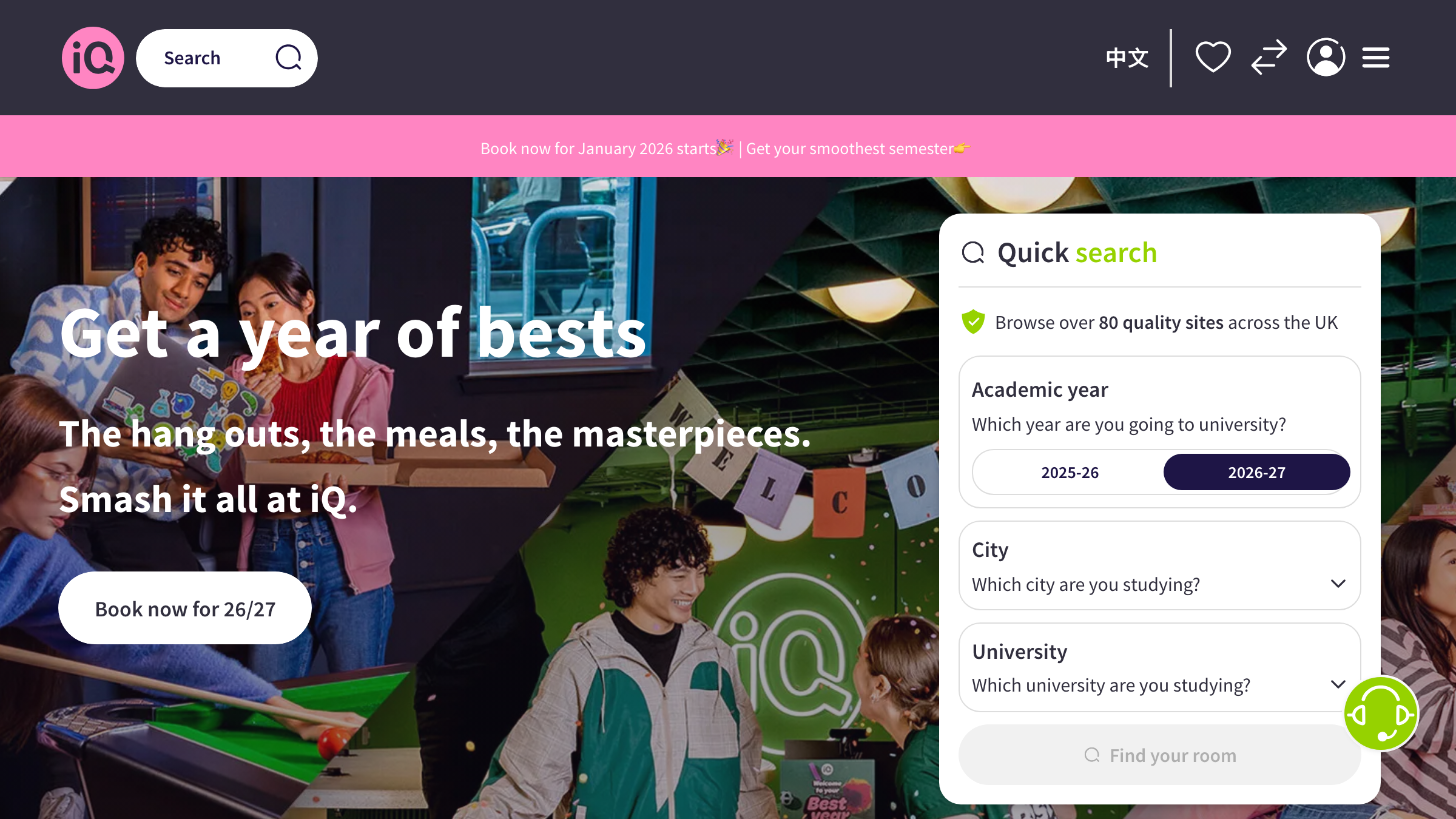 iQ Student Accommodation page preview
