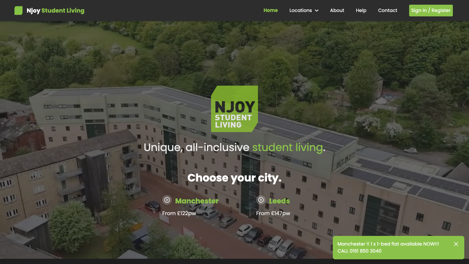 Njoy Student Living page preview
